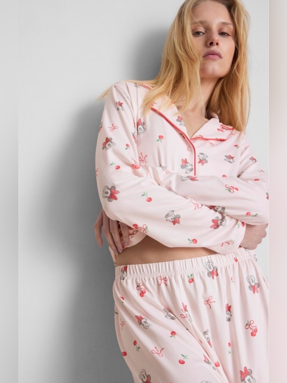 Disney/Primar Women's Pink Minnie Mouse Printed Pajama Set